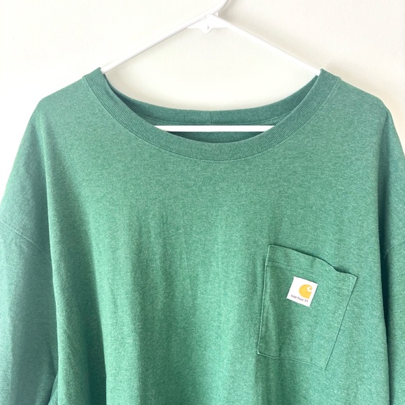 Carhartt Green Short Sleeve Shirt Loose Fit Chest Pocket 4XL Big & Tall Workwear - Picture 3 of 9